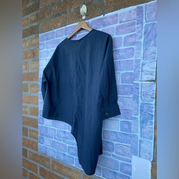 Harshman Womens Mabel Cotton Asymmetrical blue Top large - Picture 11 of 17